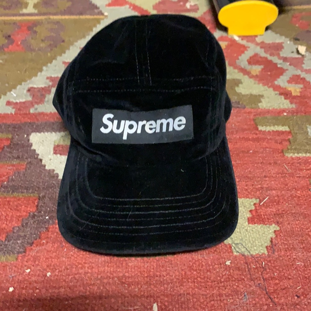 Supreme Black Velvet Camp Cap